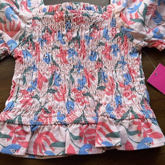 VINCE CAMUTO NWT GIRLS SIZE 6 FLORAL PUFF SLEEVED TOP - Picture 2 of 5